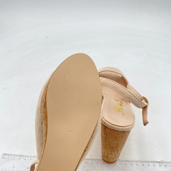 FOWT Apricot Peep Toe Slingback Platform High Heel Buckle Open Toe Wedge Sandals - Picture 6 of 8